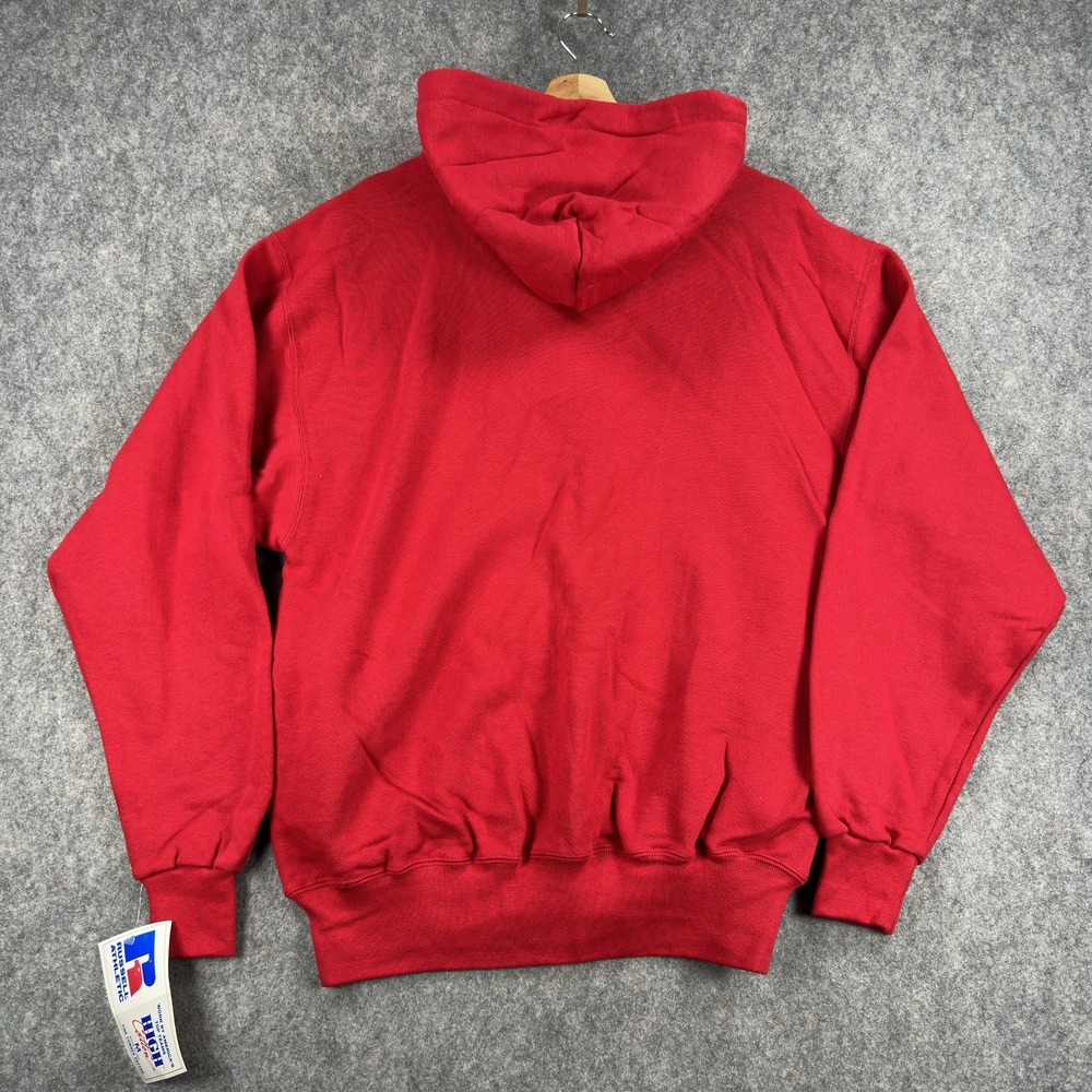 Vintage L.L.Bean x Russel Hoodie Mens Medium Red Henley Heavyweight Made USA - Picture 6 of 13